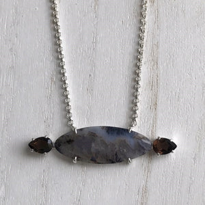 Linear Point Necklace with Brown Moss Agate