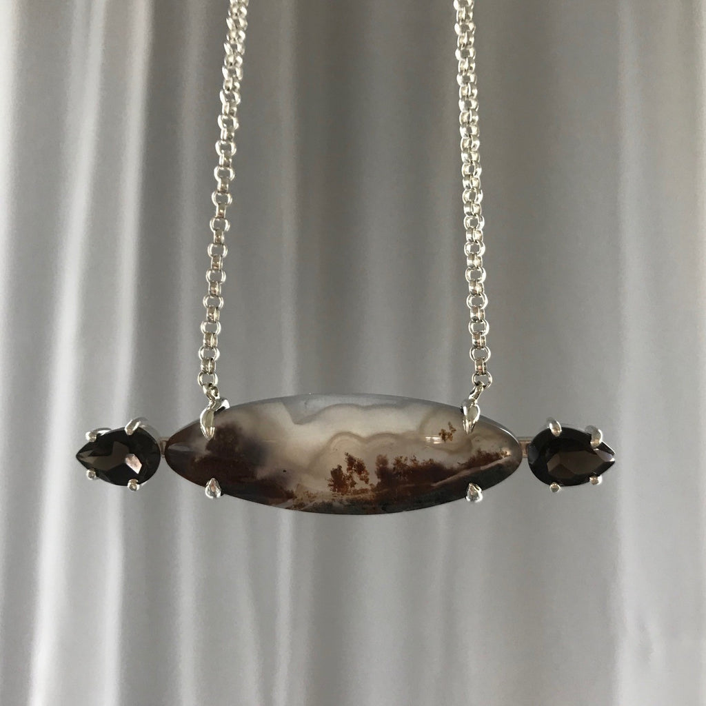 Linear Point Necklace with Red Moss Agate