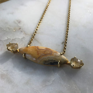 Linear Point Necklace with Yellow Agate
